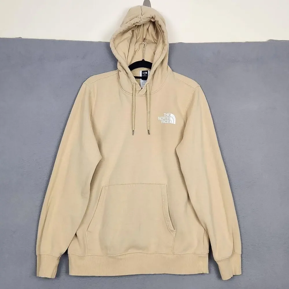 North Face Never Stop Exploring Hoodie Mens Large Beige Pullover Fleece A7R9H